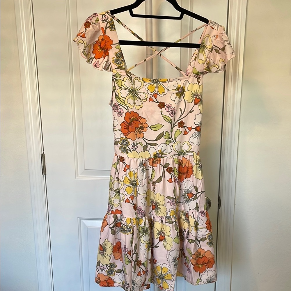Lottie & Holly Floral Cross-Back Dress with‎ Puff Sleeves